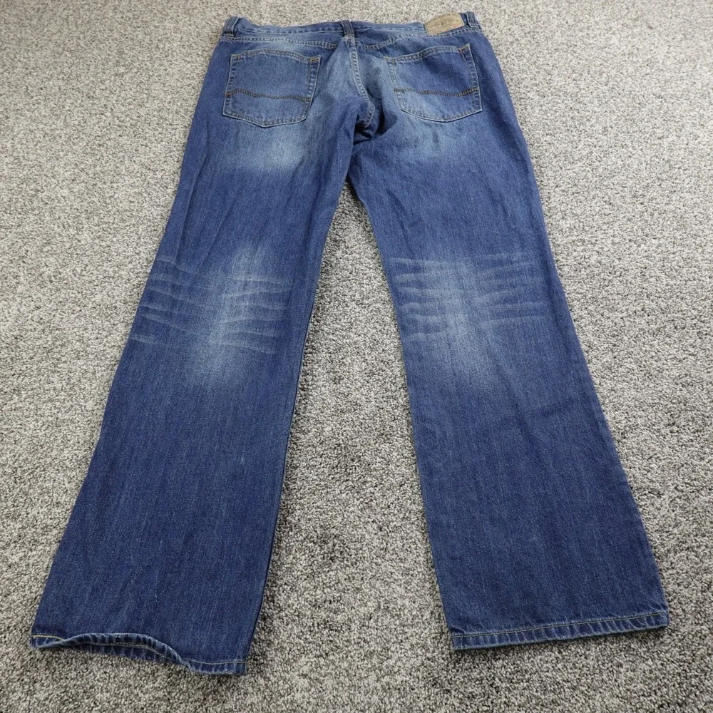 VTG Plugg Jeans Mens 38X34 Dark Blue Denim Wide Leg Slim Straight Grunge Rap Y2K
